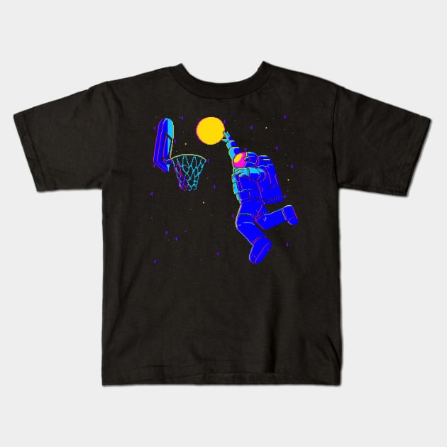 Pixel Moon Dunk Kids T-Shirt by mohymochi